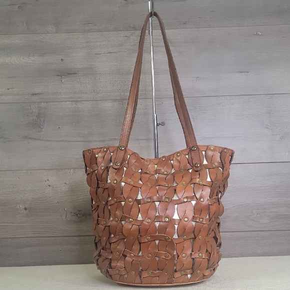 Patricia Nash Twisted Braid Brown Leather Tote Bag - Picture 1 of 11